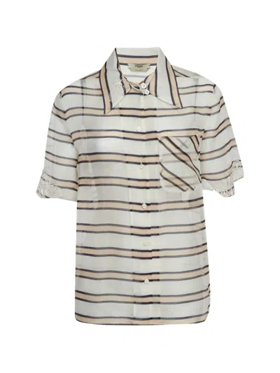 Pre-owned Fendi Striped Shirt In White