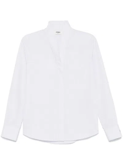 Fendi Striped Shirt In White