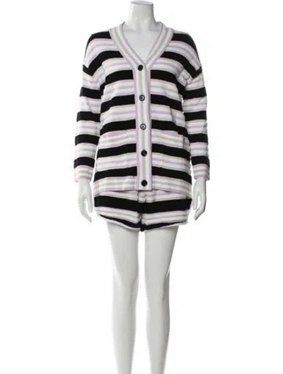 Pre-owned Fendi Striped Short Set In Purple