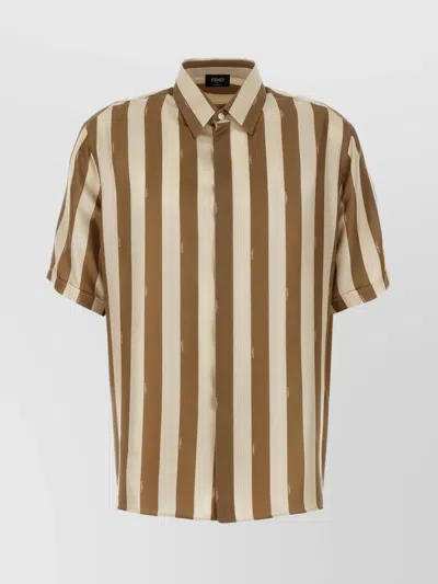 Fendi Pequin Shirt Shirt And Blouse Brown In Multi