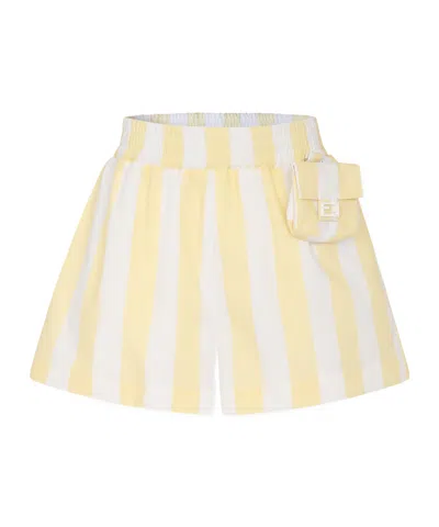 Fendi Babies' Striped Shorts In Nude