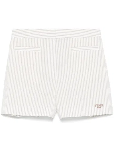 Fendi Striped Shorts In Beige