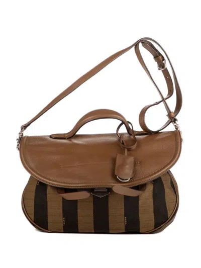 Pre-owned Fendi Striped Shoulder Bag In Brown