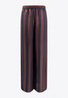 Fendi Monogram Jacquard Silk Trousers In Brown