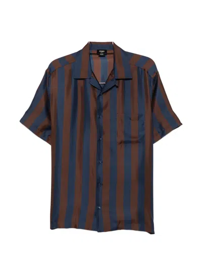 Fendi Striped Pequin Shirt In Blue