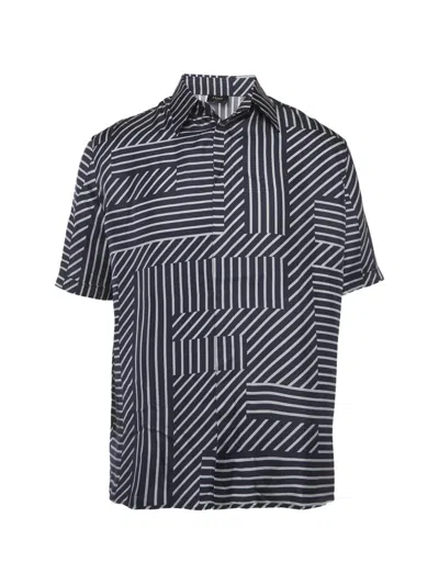 Pre-owned Fendi Striped Silk Shirt In Blue