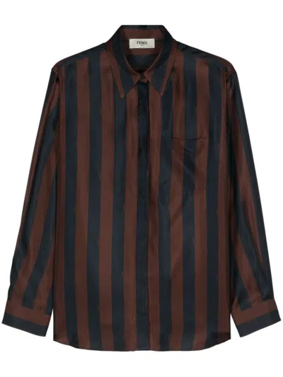 Fendi Striped Silk Shirt In Multi