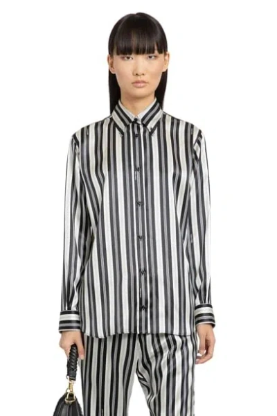 Fendi Camicia A Righe Bianca E Nera In Black