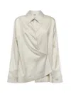 Fendi Striped Draped Shirt In White