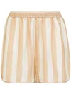 Fendi Silk Pequin Striped Waistband Shorts In Neutrals