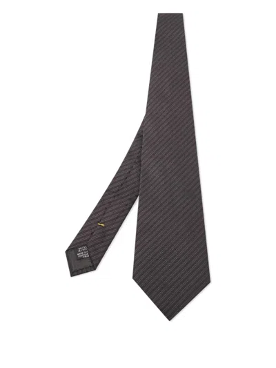 Pre-owned Fendi Striped Silk Tie