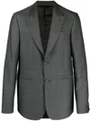 Fendi Striped Single-breasted Wool Blazer In Grey