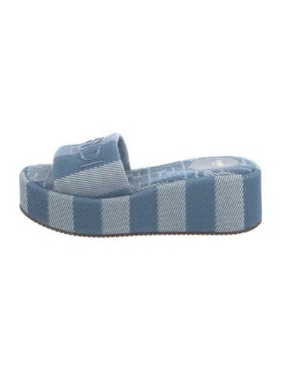 Pre-owned Fendi Striped Slides In Blue