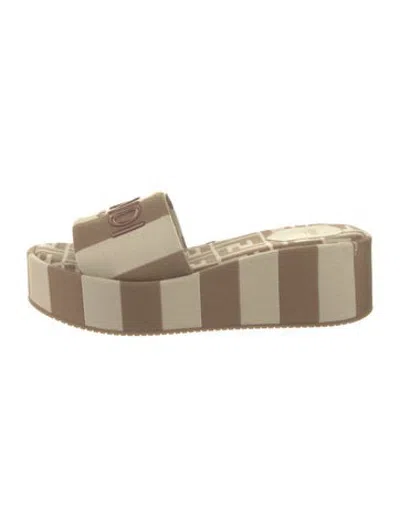 Pre-owned Fendi Striped Slides In Neutrals