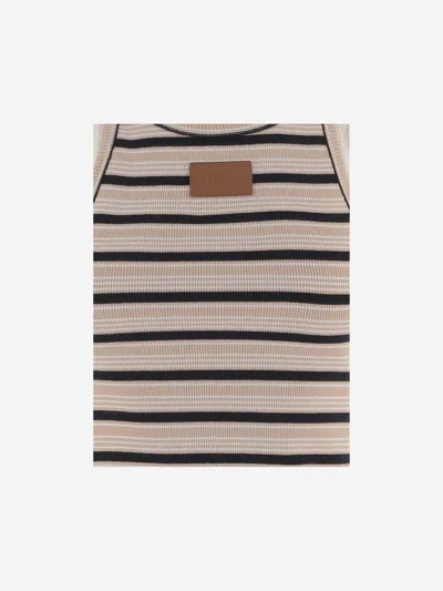 Fendi Striped Stretch Cotton Tank Top In Multi