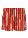 Fendi Striped Swim Shorts Elastic Waistband In Red