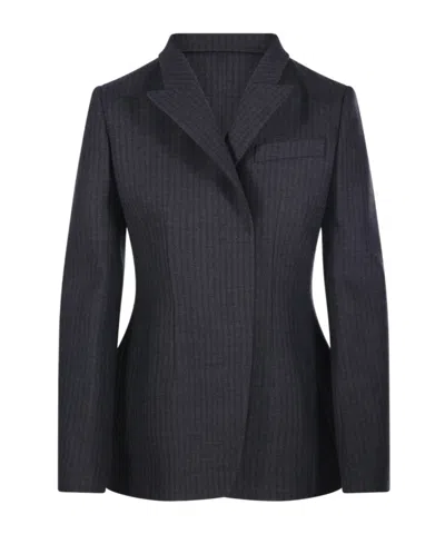 Fendi Striped Suit Coat In Black