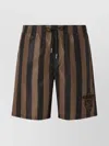 Fendi Printed Polyester Swimming Shorts In Brown
