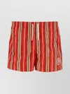 Fendi Striped Swim Shorts Elastic Waistband In Red