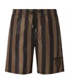 Fendi Striped Swimming Shorts In Brown