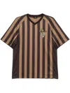 Fendi V-neck Striped T-shirt In Brown