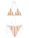Fendi Women Striped Triangle Bikini Set In Beige
