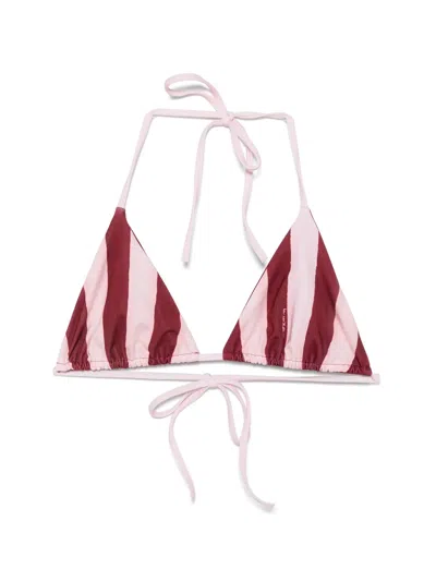 Fendi Striped Triangle Bikini Top In Brown