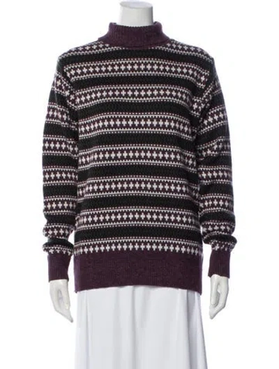 Pre-owned Fendi Striped Turtleneck Sweater In Purple