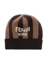 Fendi Striped Virgin-wool Beanie In Brown
