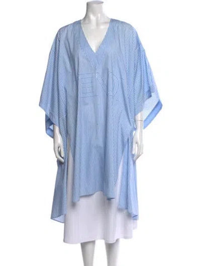 Pre-owned Fendi Striped V-neck Tunic In Blue