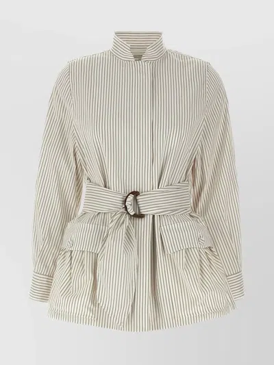 FENDI STRIPED WAIST BELTED BLOUSON