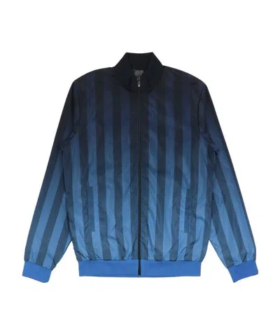 Fendi Striped Zipper Casual Jacket In Blue