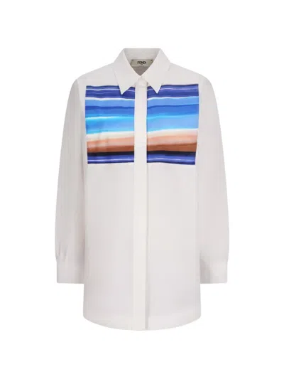 Fendi Striped-print Shirt In Black