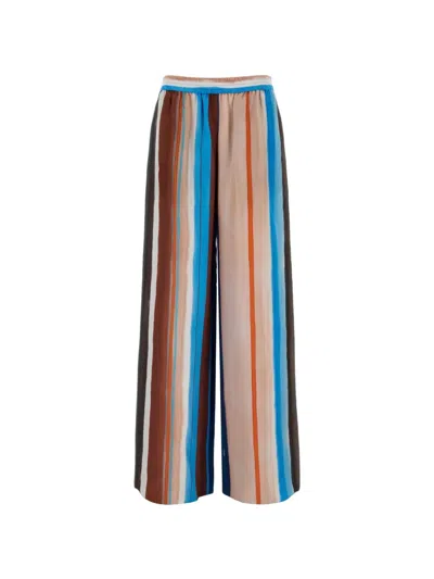 Fendi Stripe-print Silk Palazzo Pants In Multi
