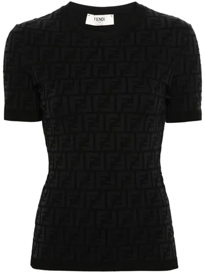 Fendi Ff Short-sleeved Jumper In Black