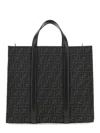 Fendi Structured Monogram Tote Bag With Detachable Strap In Black