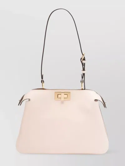 Fendi Women Peekaboo Leather Shoulder Bag In Pink