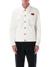 Fendi Logo Patch Oversized Jeans Jacket In White