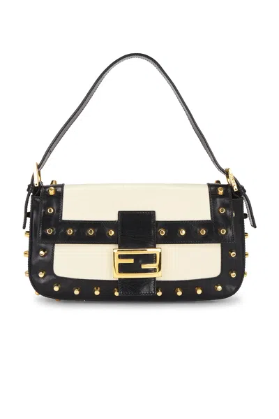 Pre-owned Fendi Studded Baguette Shoulder Bag In Black
