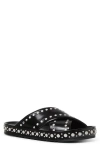 Fendi Stud-embellished Crossover-strap Sandals In Black