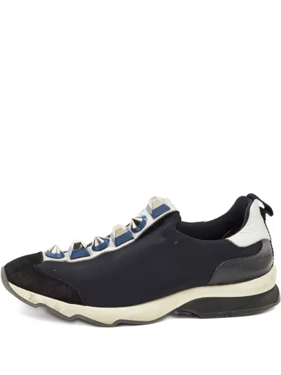 Pre-owned Fendi Studded Slip-on Sneakers In Black