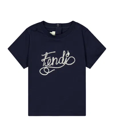 Fendi Stylish And Versatile Printed T-shirt In Blue