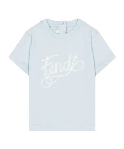 Fendi Stylish And Versatile Printed T-shirt In Blue