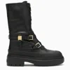 Fendi Delfina Leather Biker Boots In Black