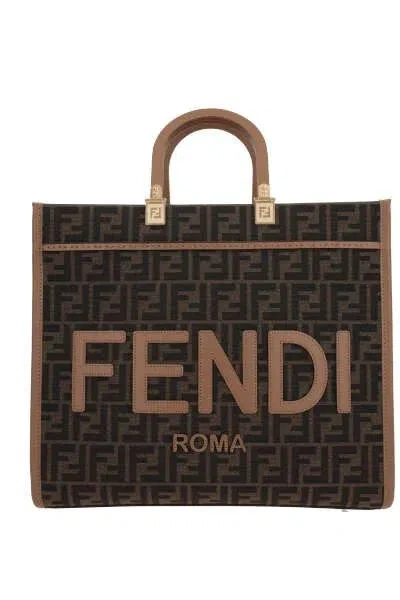 Fendi Luxurious Lamb Leather Tote Bag For Women In Tan