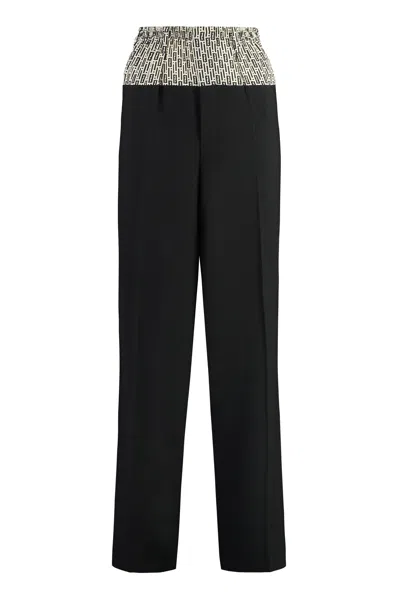 Fendi Stylish Wool Blend Trousers For Women In Black