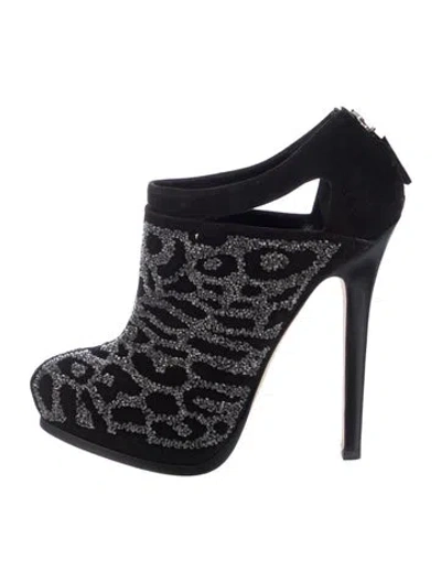 Pre-owned Fendi Suede Animal Print Pumps In Black
