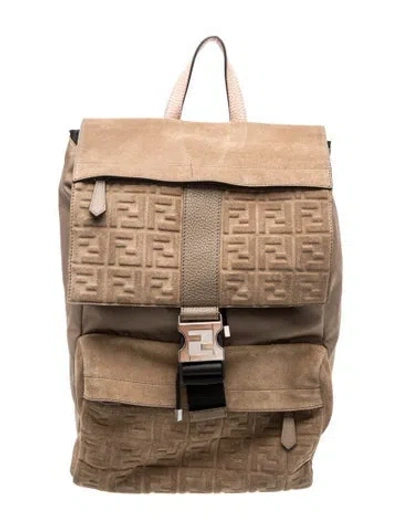 Pre-owned Fendi Suede Backpack In Neutral