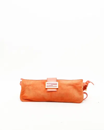 Fendi Suede Baguette Crossbody Bag