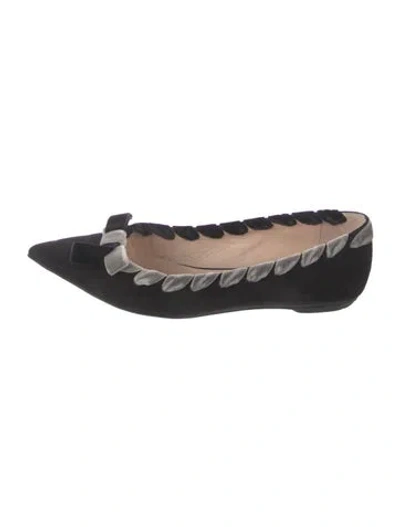 Pre-owned Fendi Suede Ballet Flats In Black